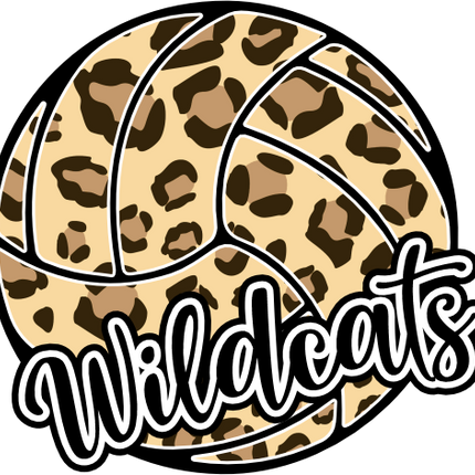 (054-06-1Q) Wildcats Leopard Print Volleyball Iron-On Transfer