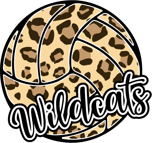 (054-06-1Q) Wildcats Leopard Print Volleyball Iron-On Transfer