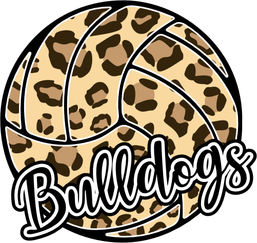 (054-06-1Q) Bulldogs Leopard Print Volleyball Iron-On Transfer