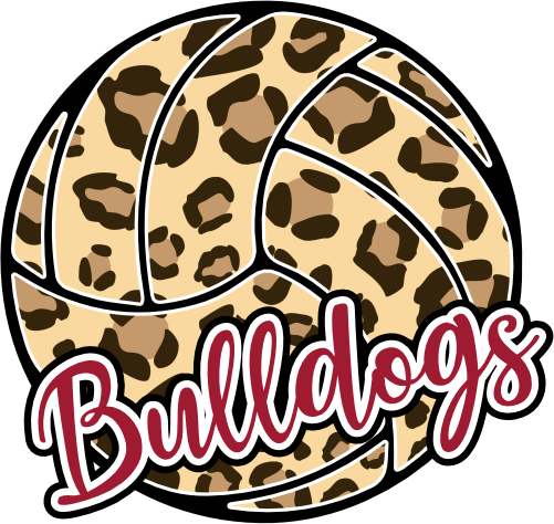(054-06-1Q) Bulldogs Leopard Print Volleyball Iron-On Transfer
