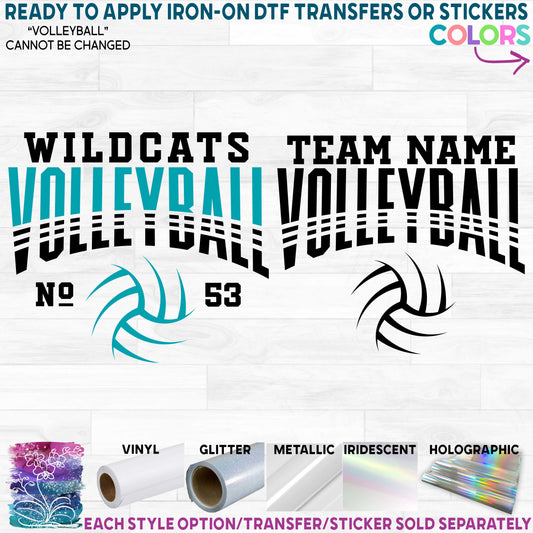 (s054-8E) Team Name Volleyball Custom Printed Heat Transfer or Sticker