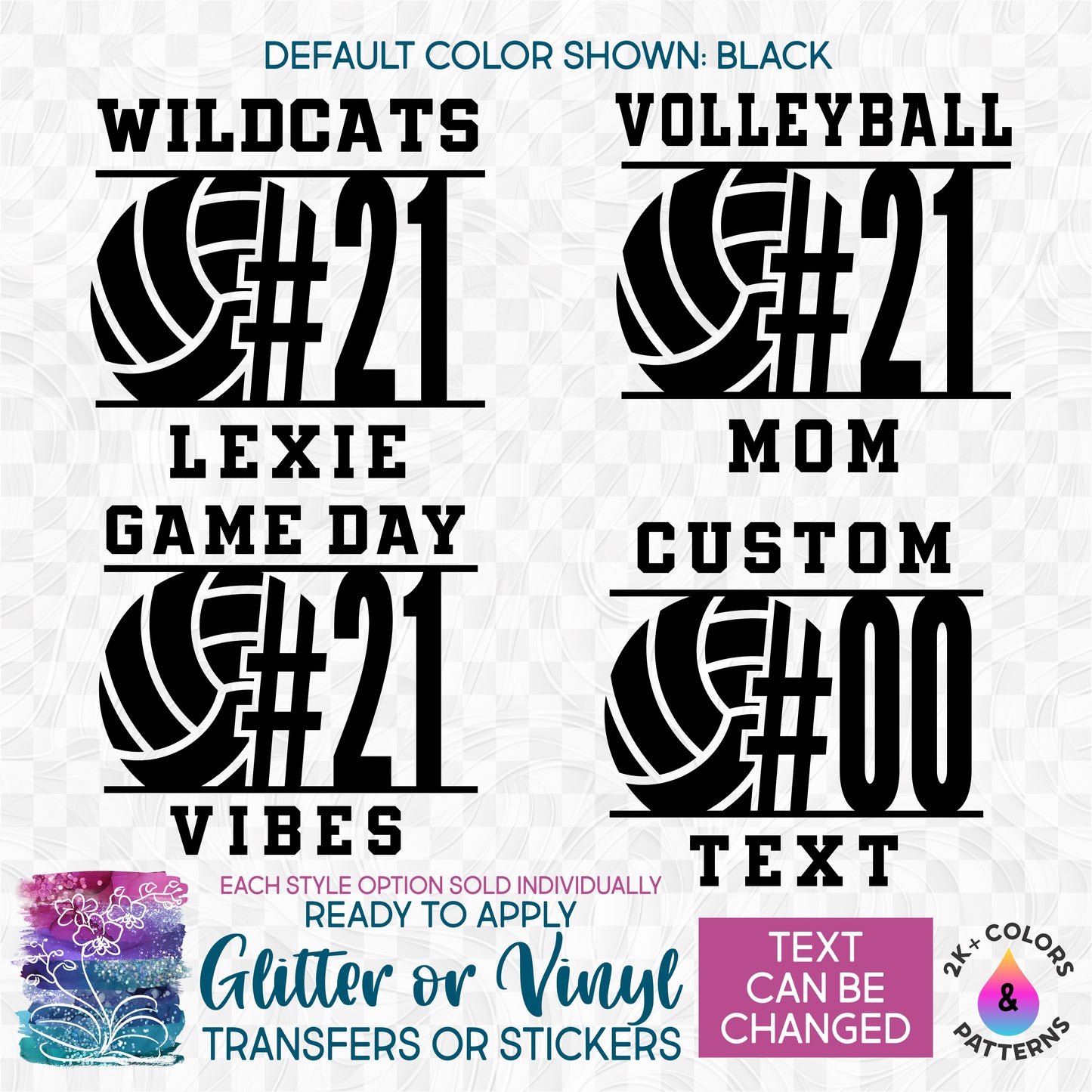 (s054-8F) Team Name Volleyball Custom Glitter or Vinyl Iron-On Transfer or Sticker
