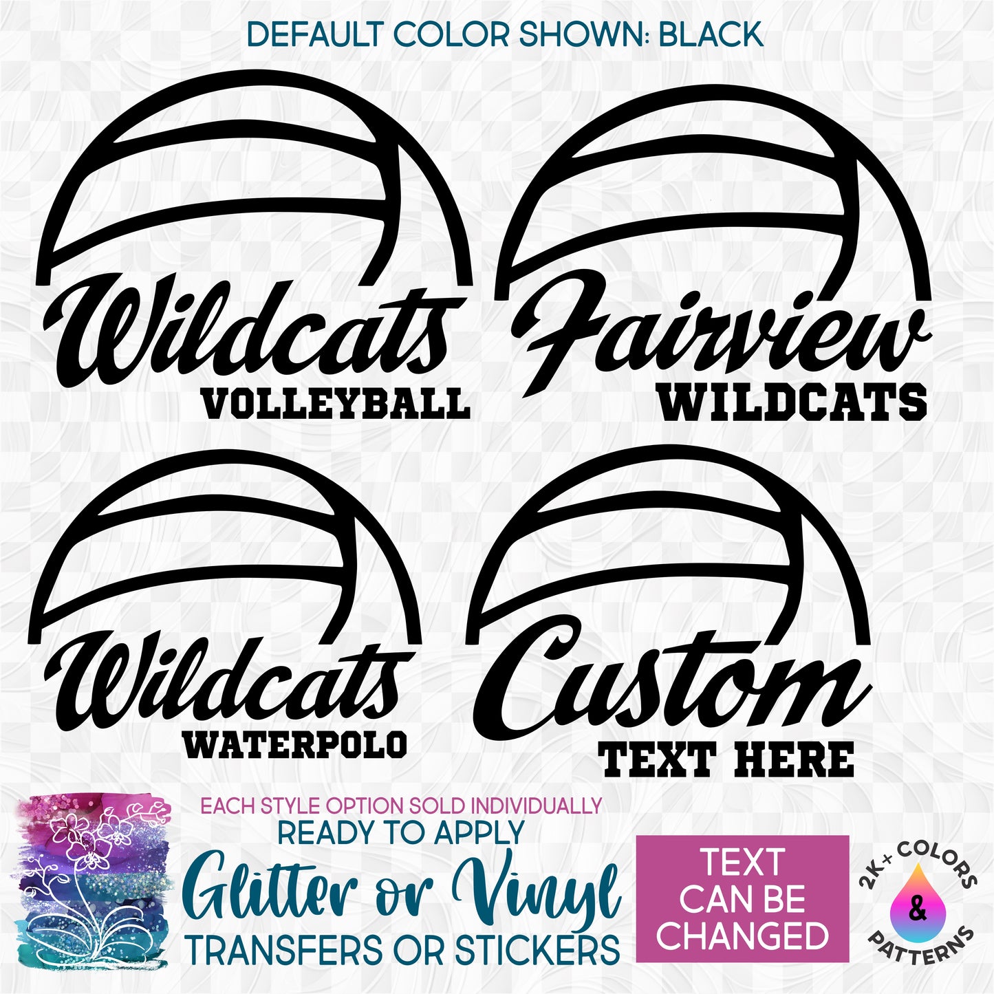 s54-8A Sports Team Name Volleyball Waterpolo Custom Printed Iron On Transfer or Sticker