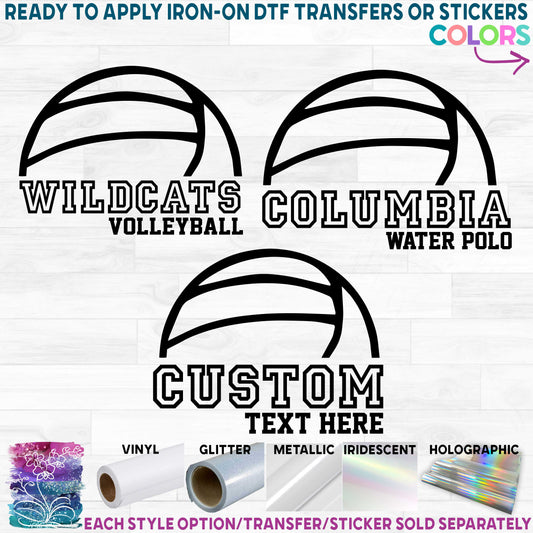 (s054-8B) Volleyball Waterpolo Team Name Printed Heat Transfer or Sticker