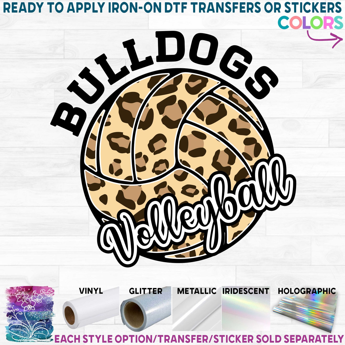 (s054-10D) Leopard Volleyball Waterpolo Team Name Custom Text