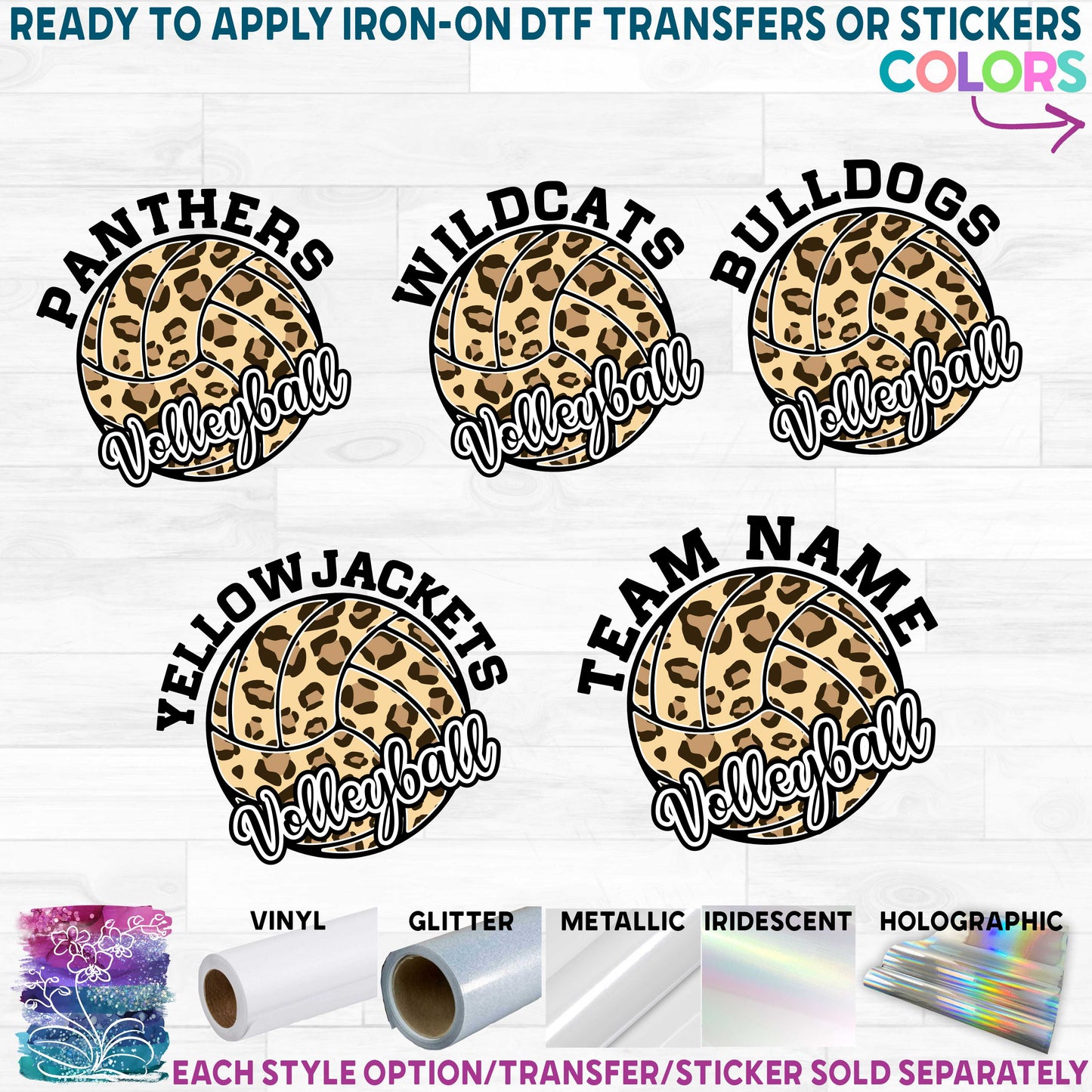 (s054-10D) Leopard Volleyball Waterpolo Team Name Custom Text