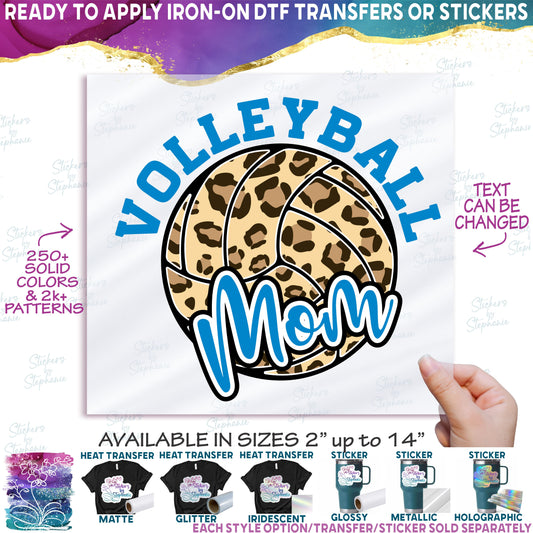 (s054-10B) Leopard Volleyball Waterpolo Mom Family, Game Day, Vibes, Custom Text