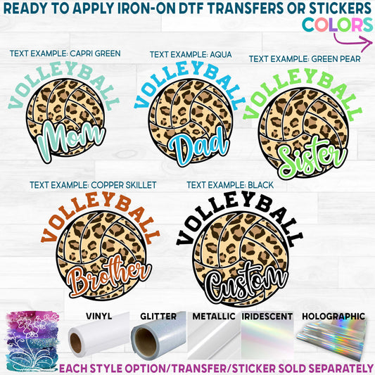 (s054-10B) Leopard Volleyball Waterpolo Mom Family Printed Heat Transfer or Sticker