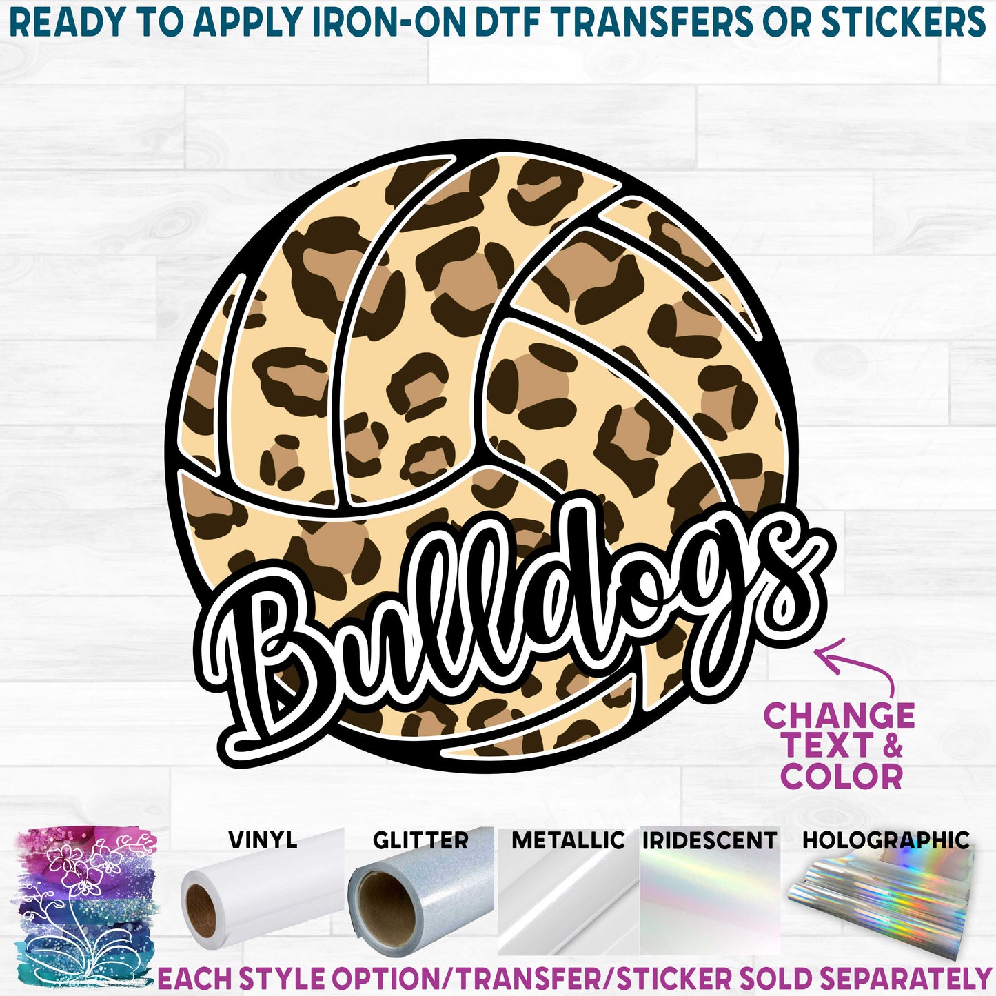 (s054-10C) Leopard Volleyball Waterpolo Team Name Custom Text