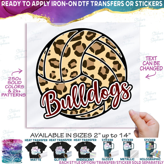 (s054-10C) Leopard Volleyball Waterpolo Team Name Custom Text