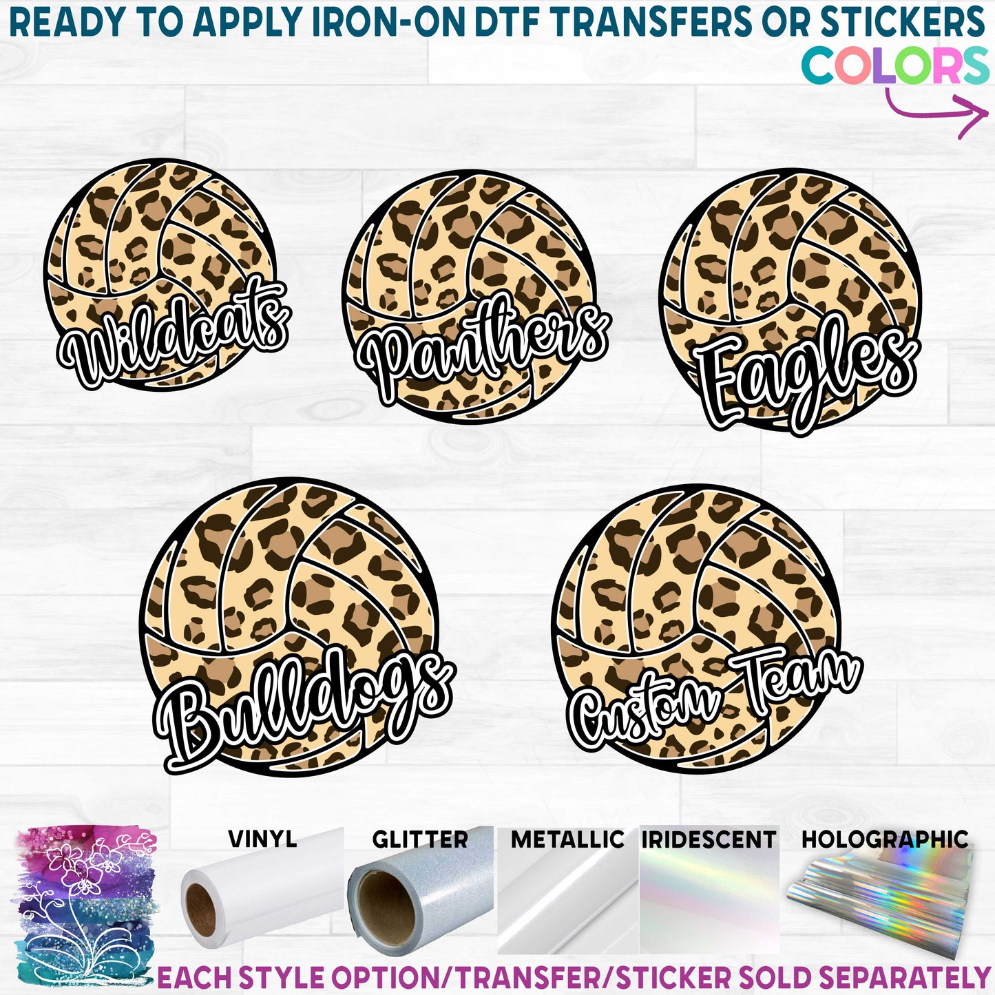 (s054-10C) Leopard Volleyball Waterpolo Team Name Custom Text