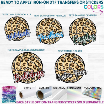 (s054-10C) Leopard Volleyball Waterpolo Team Name Printed Heat Transfer or Sticker