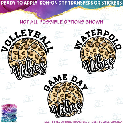 (s054-10B) Leopard Volleyball Waterpolo Mom Family, Game Day, Vibes, Custom Text