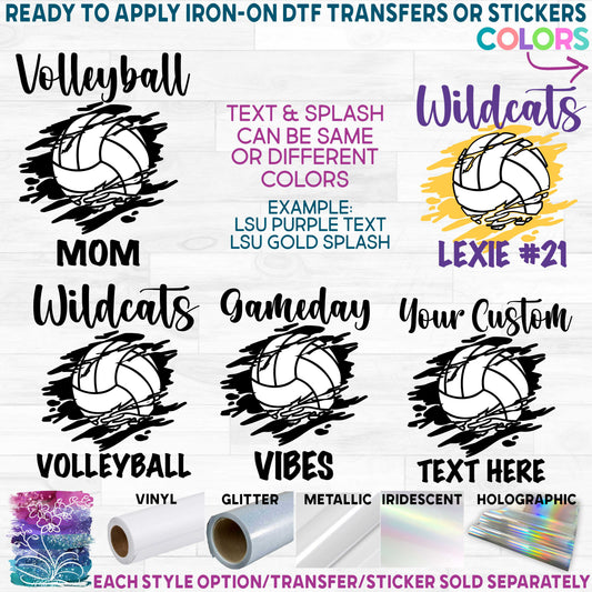 (s054-8C) Volleyball Team Name Mom Family or Custom Text Printed Heat Transfer or Sticker