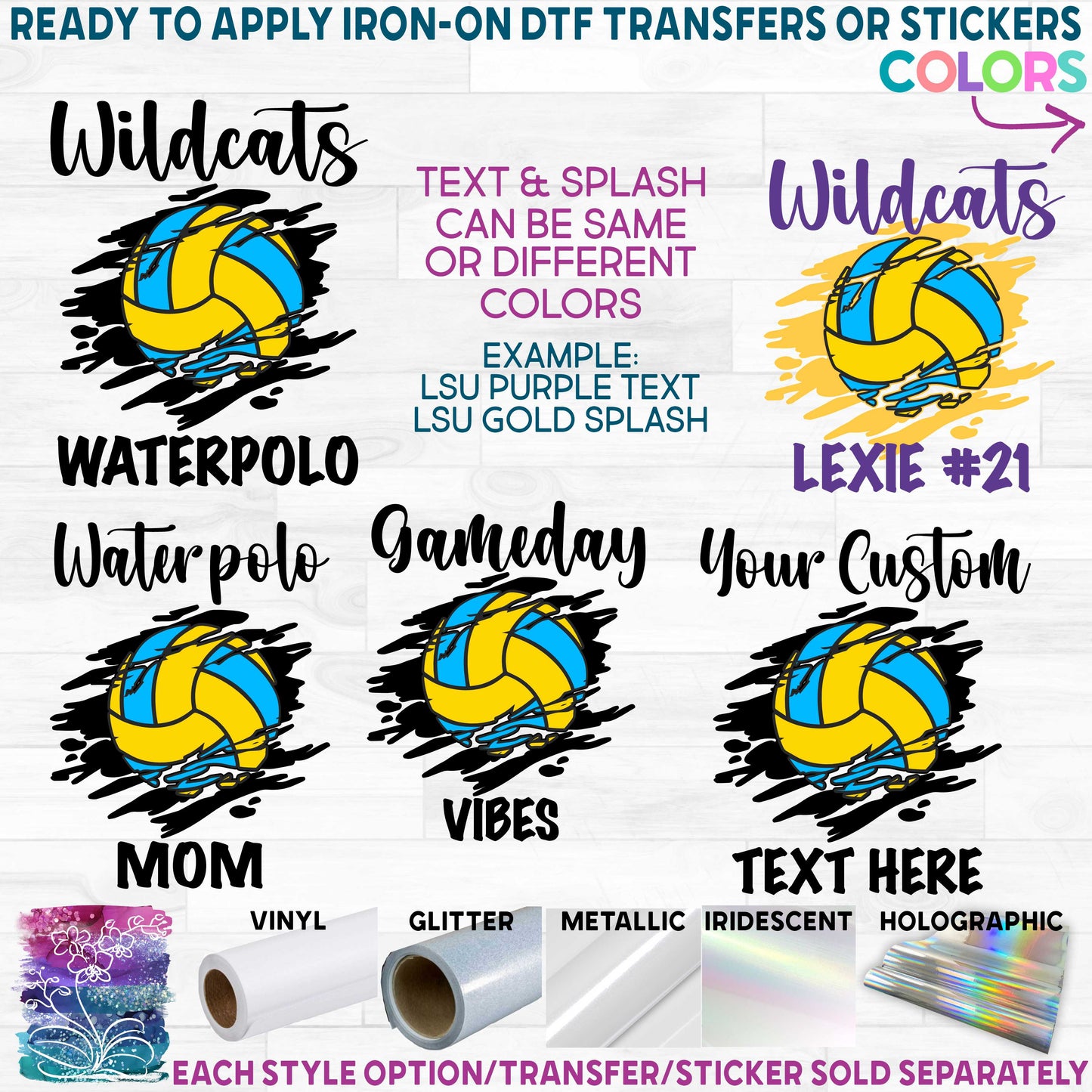 (s054-8D) Water Polo Team Name Mom Family or Custom Text Custom Text