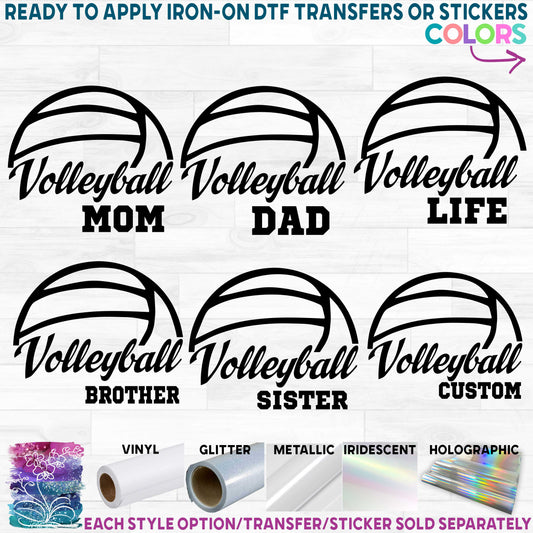 (s054-6C) Volleyball Mom Family Printed Heat Transfer or Sticker