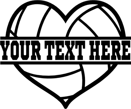 (054-02-J) Heart Volleyball Split Ball Text