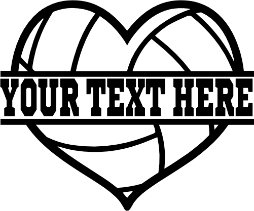 (054-02-J) Heart Volleyball Split Ball Text