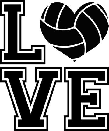 (s054-9) Stacked LOVE Volleyball Waterpolo Heart or Round Ball