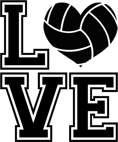 (s054-9) Stacked LOVE Volleyball Waterpolo Heart or Round Ball