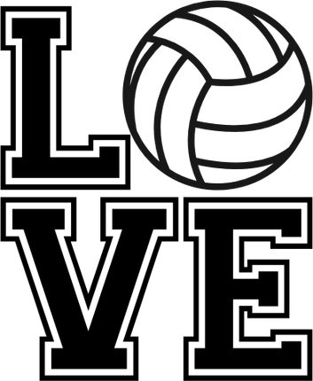 (s054-9) Stacked LOVE Volleyball Waterpolo Heart or Round Ball