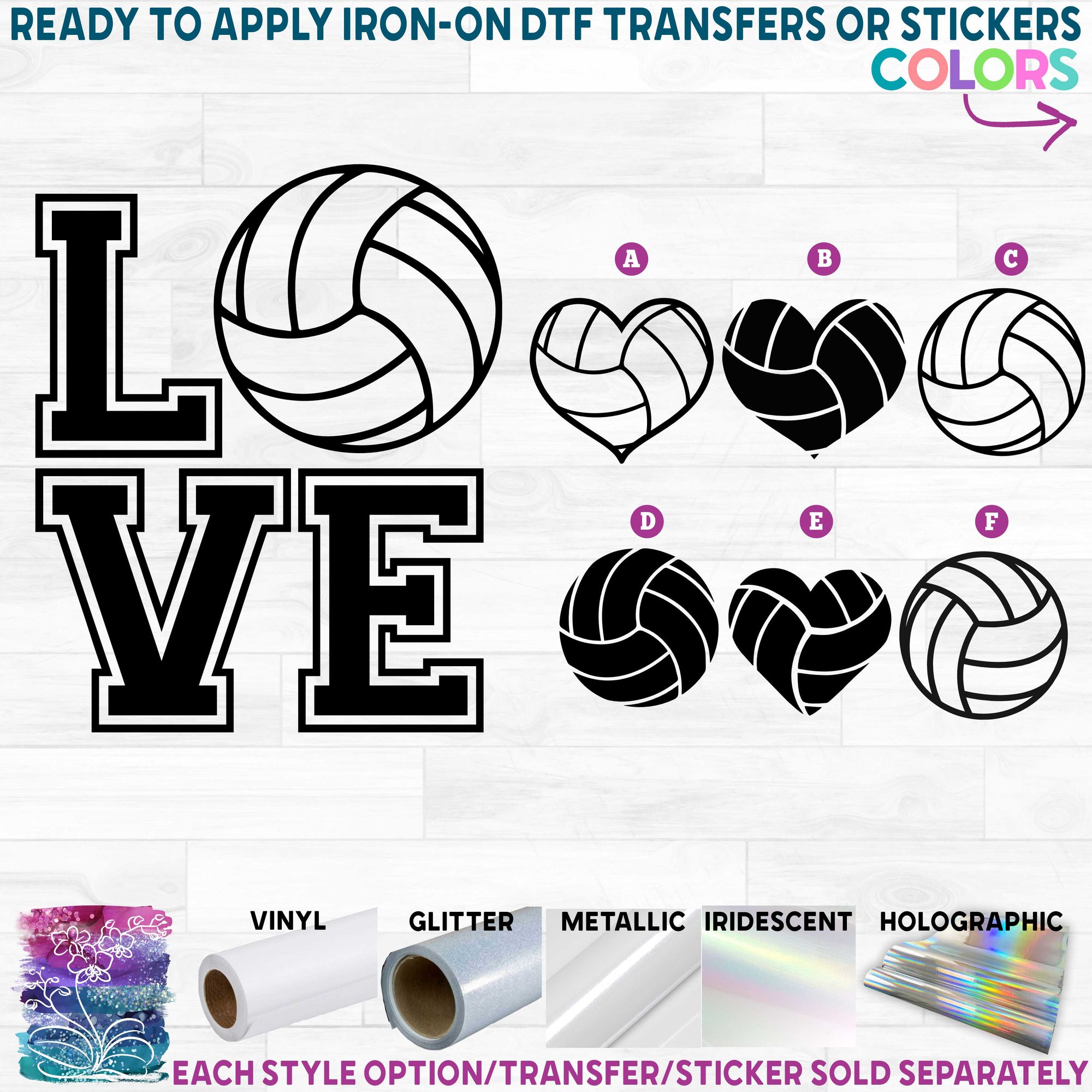 (s054-9) Stacked LOVE Volleyball Waterpolo Heart or Round Ball