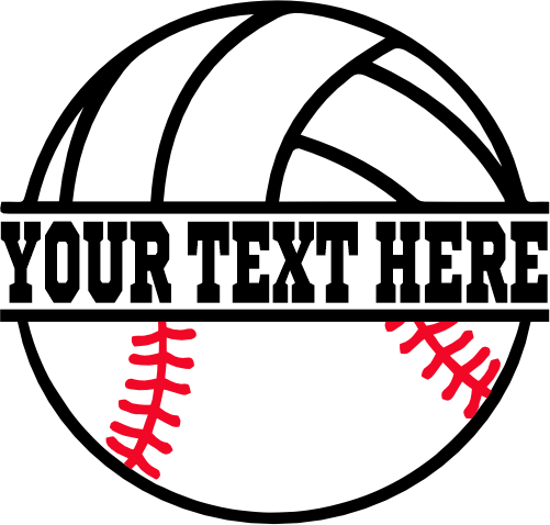 (054-02-K) Volleyball Baseball Split Ball Text