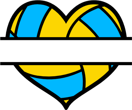 (s054-2-J) Heart Volleyball Water Polo Split Team Name or Custom Text