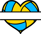 (s054-2-J) Heart Volleyball Water Polo Split Team Name or Custom Text