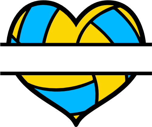(s054-2-J) Heart Volleyball Water Polo Split Team Name or Custom Text