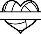 (s054-2-J) Heart Volleyball Water Polo Split Team Name or Custom Text
