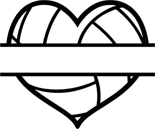 (s054-2-J) Heart Volleyball Water Polo Split Team Name or Custom Text