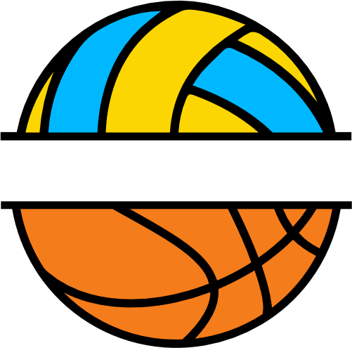 (s054-2-L) Volleyball Water Polo Basketball Split Team Name or Custom Text