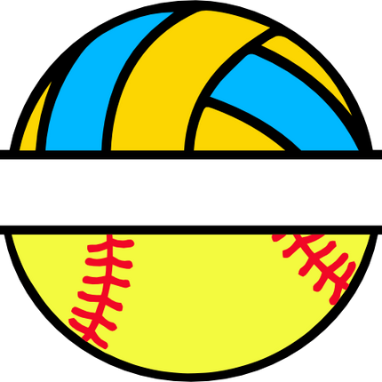 (s054-2-N) Volleyball Water Polo Softball Split Team Name or Custom Text