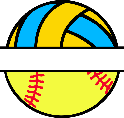 (s054-2-N) Volleyball Water Polo Softball Split Team Name or Custom Text