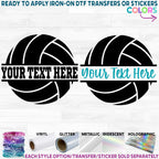 (s054-2) Volleyball Split Team Name Custom Text