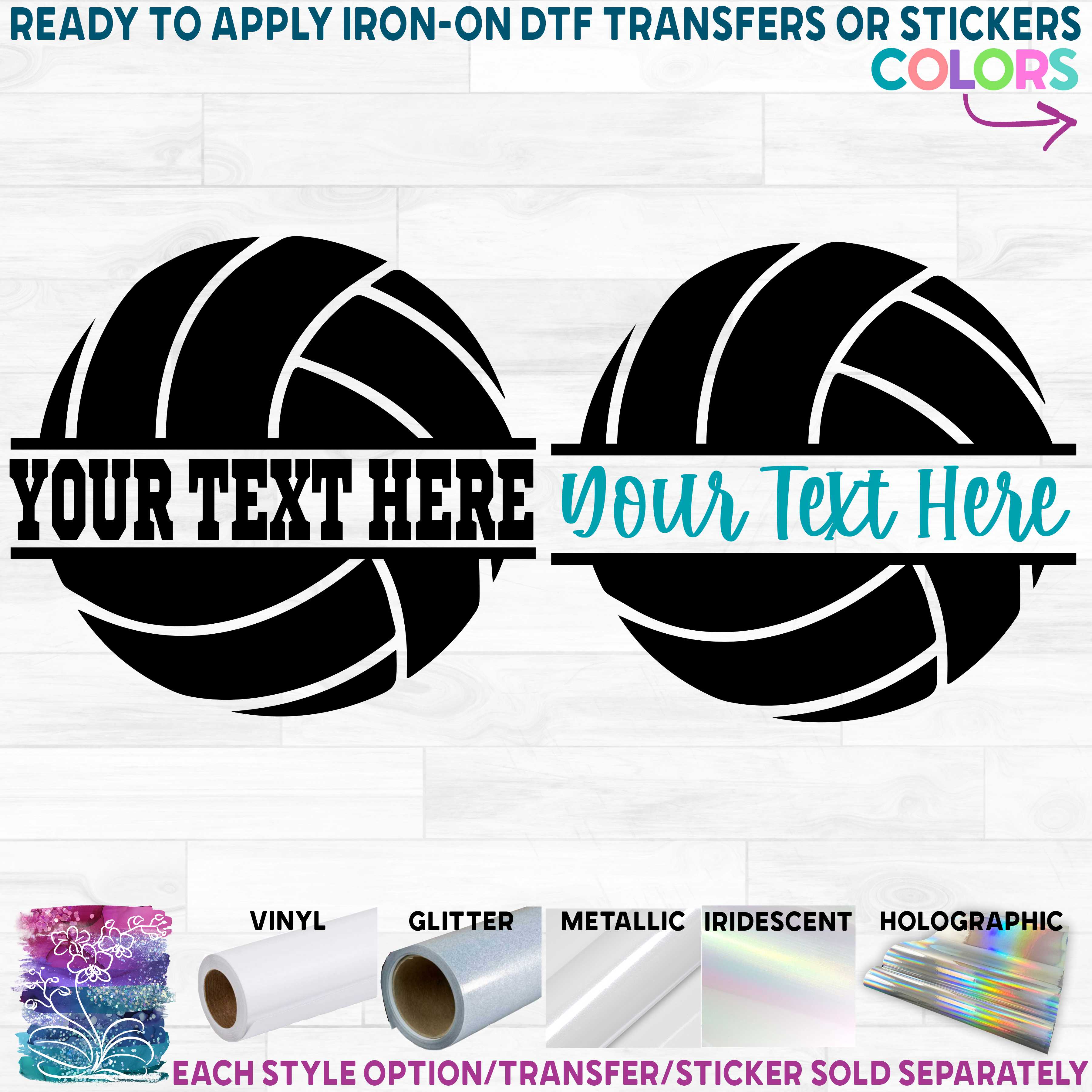 (s054-2) Volleyball Split Team Name Custom Text