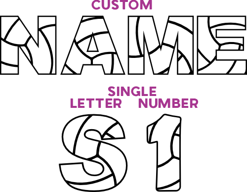 (s054-3) Volleyball Single Letters, Numbers or Custom Names Text