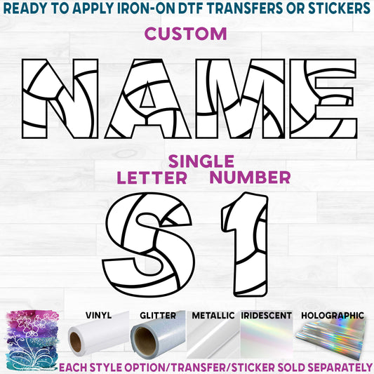 (s054-3) Volleyball Single Letters, Numbers or Custom Names Text