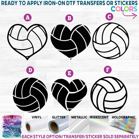 (s054-1) Volleyball Water Polo Round or Heart Ball Printed Heat Transfer or Sticker