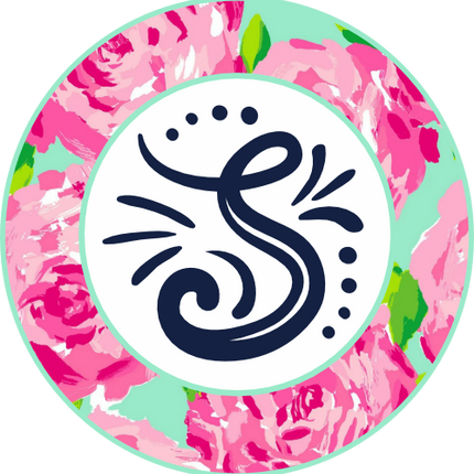 (s215-2-P5001) Circle Monogram Floral Frame