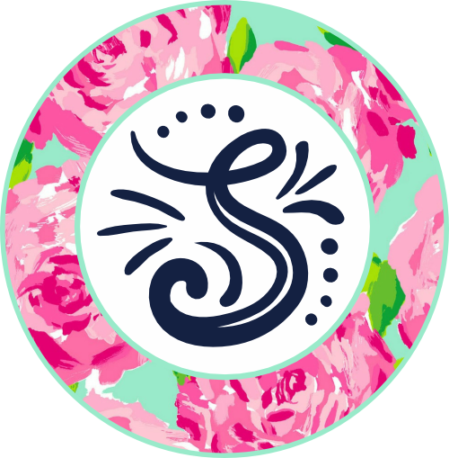 (s215-2-P5001) Circle Monogram Floral Frame