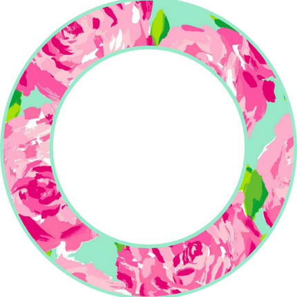 (s215-2-P5001) Circle Monogram Floral Frame