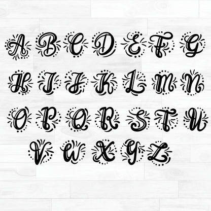 (s056-1) Handdrawn Script Letter Letters A thru Z