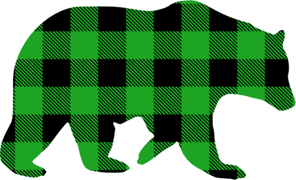 (s006-1-B) Bear Red, Green, Blue White Black Buffalo Plaid