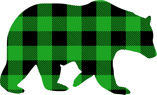 (s006-1-B) Bear Red, Green, Blue White Black Buffalo Plaid