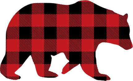 (s006-1-B) Bear Red, Green, Blue White Black Buffalo Plaid