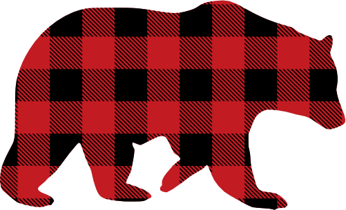 (s006-1-B) Bear Red, Green, Blue White Black Buffalo Plaid