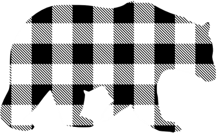 (s006-1-B) Bear Red, Green, Blue White Black Buffalo Plaid