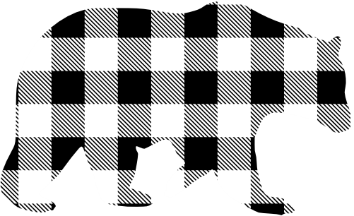 (s006-1-B) Bear Red, Green, Blue White Black Buffalo Plaid